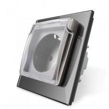 Розетка з кришкою IP44 Livolo сірий скло (VL-C7C1EUWF-15)