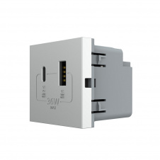 Механізм розетка USB-A та USB-C 36W сірий (VL-FCUA18W.UC18W-2IP)