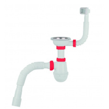 Сифон для мойки Polmark 3 1/2x40 с резьбовым выпуском 40x40/50 и гибким переливом PM 40 SF 20 05
