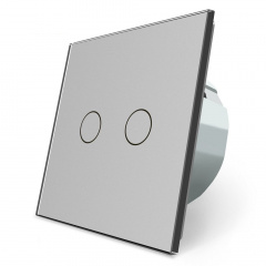 Сенсорний прохідний Wi-Fi вимикач Livolo ZigBee 2 каналу сірий скло (VL-C702SZ-15) Сарни