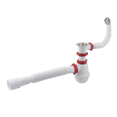 Сифон для мойки Polmark 1 1/2x40 с резьбовым выпуском 40x40/50 и гибким переливом PM 40 SF 20 04 Виноградів