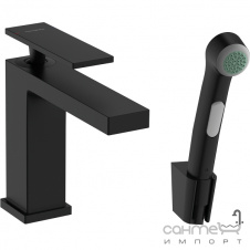Смеситель для раковины с гигиеническим душем Hansgrohe Tecturis E 110 73210670 матовый черный