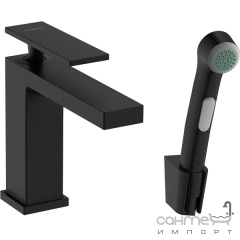 Смеситель для раковины с гигиеническим душем Hansgrohe Tecturis E 110 73210670 матовый черный Київ