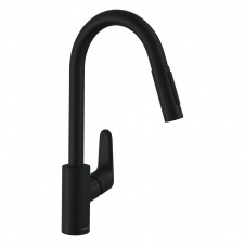 Hansgrohe Focus Смеситель для кухни 240, однорычажный, с выдвижным душем, черный матовый