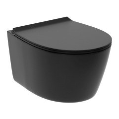 DAMA di VENEZIA унітаз підвісний безобідковий 36,3*51*40см, з сидінням Slim Soft Close, matt black Ірпінь