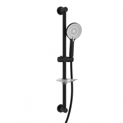 Imprese душевой гарнитур, лейка SPR144, 120 мм, 3 режима, белая крышка, штанга 80 см, шланг PVC 170 см, мыльница, черный Київ