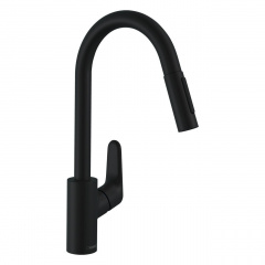 Hansgrohe Focus Смеситель для кухни 240, однорычажный, с выдвижным душем, черный матовый Харків