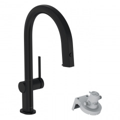 Hansgrohe AQITTURA M91 смеситель для кухни, 210, с выдвижным изливом, 1jet, черный матовый Вознесенськ
