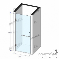 Душевая дверь в нишу Weston WD1 700x1900 стекло бронза, фурнитура черная Балаклія