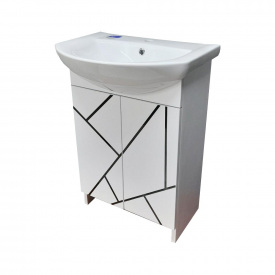 Тумба Mikola-M пластиковая 2.0 Chaos black с умывальником 65 см Белый