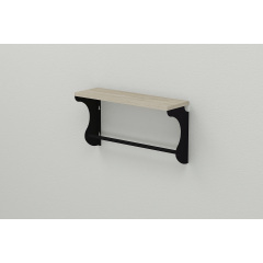 Полка настенная Ferrum-decor Юзиби 270x700x150 металл Черный ДСП Сонома 16 мм (UZI0046) Ворожба