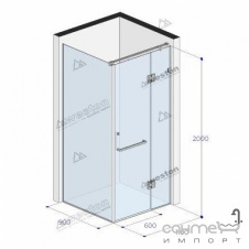 Душевая кабина Weston WK3 1100x900x2000 профиль черный/прозрачное стекло, ручка полотенцедержатель