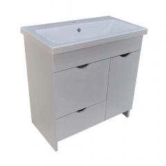 Тумба Mikola-M Plastics 2.0 с прямоугольным умывальником Комо 100х80х45 см Белый Якимівка