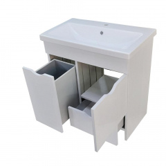 Тумба Mikola-M Plastics 2.0 с прямоугольным умывальником Комо 100х80х45 см Белый Якимівка
