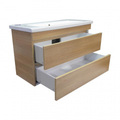Пластиковая тумба The MIX Лями Wood 4236-oak mat ламинация с умывальником Комо 100 см Дуб Бровари