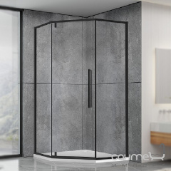 Пентагональная душевая кабина Dusel DL197HB Black Matt 100х100х190 профиль черный матовый/стекло прозрачное Киев