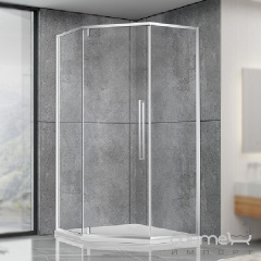 Пентагональная душевая кабина Dusel DL197H Chrome 90х90х190 профиль хром/стекло прозрачное Житомир