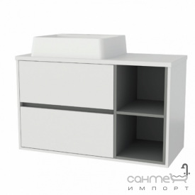 Подвесная тумба с раковиной на столешнице Mirater Iris 100 матовый белый/графит, раковина Solo