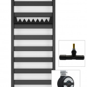Рушникосушка комбінована Terma Vivo 1150x500 Black mat тен MOA + вентиль Unico Black mat