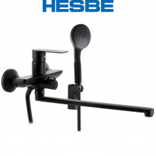 Смеситель для ванны длинный нос HESBE ALEX Black EURO (Chr-006)
