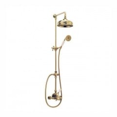 Душевая система Huber Victorian с термостатом D200 мм, с ручным душем, бронза/керамика белая (590.VT22H.BA) Приморськ