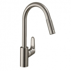 Смеситель для кухни Hansgrohe Focus Focus 240 2jet с выдвижным изливом, стальной (31815800) Київ