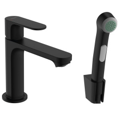 Смеситель для умывальника Hansgrohe Rebris S 110 с гигиенической лейкой, Matt Black (72215670) Одесса