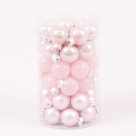 Шарики стеклянные Flora D 2,5 см 48 шт Розовый (44534)