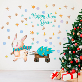 Наклейка виниловая Zatarga набор "Зайчик с подарком" размер листа М1000х1000 мм глянцевая