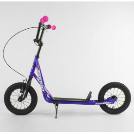 Самокат детский Corso надувные колеса 12" + ручной передний тормоз Blue (86800)