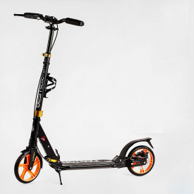 Двухколесный складной самокат алюминий дисковый тормоз амортизаторы Best Scooter Factor 100 кг Black (118489)