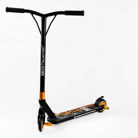 Самокат трюковый Best Scooter Skull Warrior HIC-система пеги алюминиевый диск и дека 100 кг Yellow and black (106844)