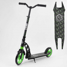 Самокат двухколесный Best Scooter с PU колесами, 1 амортизатором Black/Green (99666)