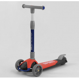 Самокат трехколесный Best Scooter складной алюминиевый руль, 3 колеса PU со светом Black/Red (102031)