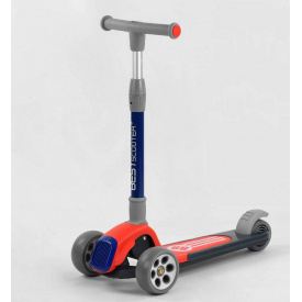 Самокат трехколесный Best Scooter складной алюминиевый руль, 3 колеса PU со светом Red/Black (102026)