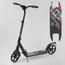 Самокат алюминиевый Best Scooter с PU колесами, 2 аммортизаторами Black/Red (92087)
