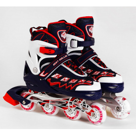 Роликовые коньки светящиеся PU колёса в коробке Best Roller 30-33 Dark blue/Red (116754)