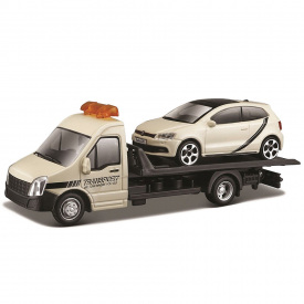 Игровой набор Bburago Автоперевозчик с машинкой Vw Polo Gti Mark 5 White OL32843