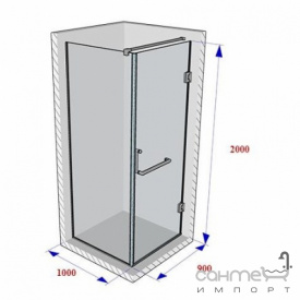Душевая кабина Weston WK1 900x1000x2000 прозрачное стекло, ручка-держатель, петли справа