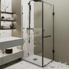 Душевая кабина Weston 800x800x2000 профиль черный/стекло прозрачное, ручка-полотенцедержатель