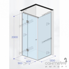 Душевая кабина Weston WK3 900x1200x2000 polish/прозрачное стекло, ручка кноб