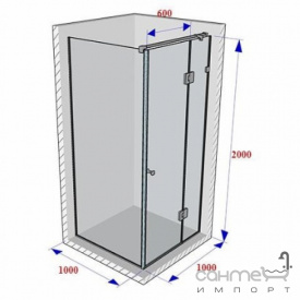 Душевая кабина Weston WK3 1000x100x2000 polish/прозрачное стекло, ручка-кноб, петли справа