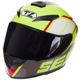 Мотошлем QKE M-3820 L(58-61) Черный-салатовый