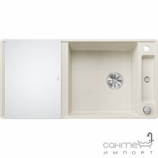 Кухонная мойка на полторы чаши с сушкой+доска ясень Blanco Axia III XL 6 S-F Silgranit 527053 нежный белый