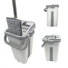Комплект для уборки 2в1 Cleaning Kit швабра Лентяйка со складной ручкой и ведро с автоматическим отжимом Київ
