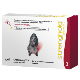 Капли против блох гельминтов и клещей для собак Zoetis Стронгхолд 10-20 кг 12% 3х1 мл (10008310)