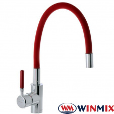 Смеситель для кухни Ухо WINMIX Premiun RIO RED рефлекторный красный гусак (Chr-011), Польша (латунь)