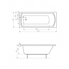 Ванна прямоугольная ROCA Linea 170х70 см Черкассы