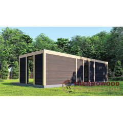 Современная закрытая беседка 10,3х3,5м с панорамным остеклением Modern Gazebo 017 Thermowood Production Чугуев