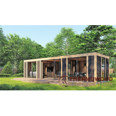 Современная закрытая беседка 10,3х3,5м с панорамным остеклением Modern Gazebo 017 Thermowood Production Чугуев